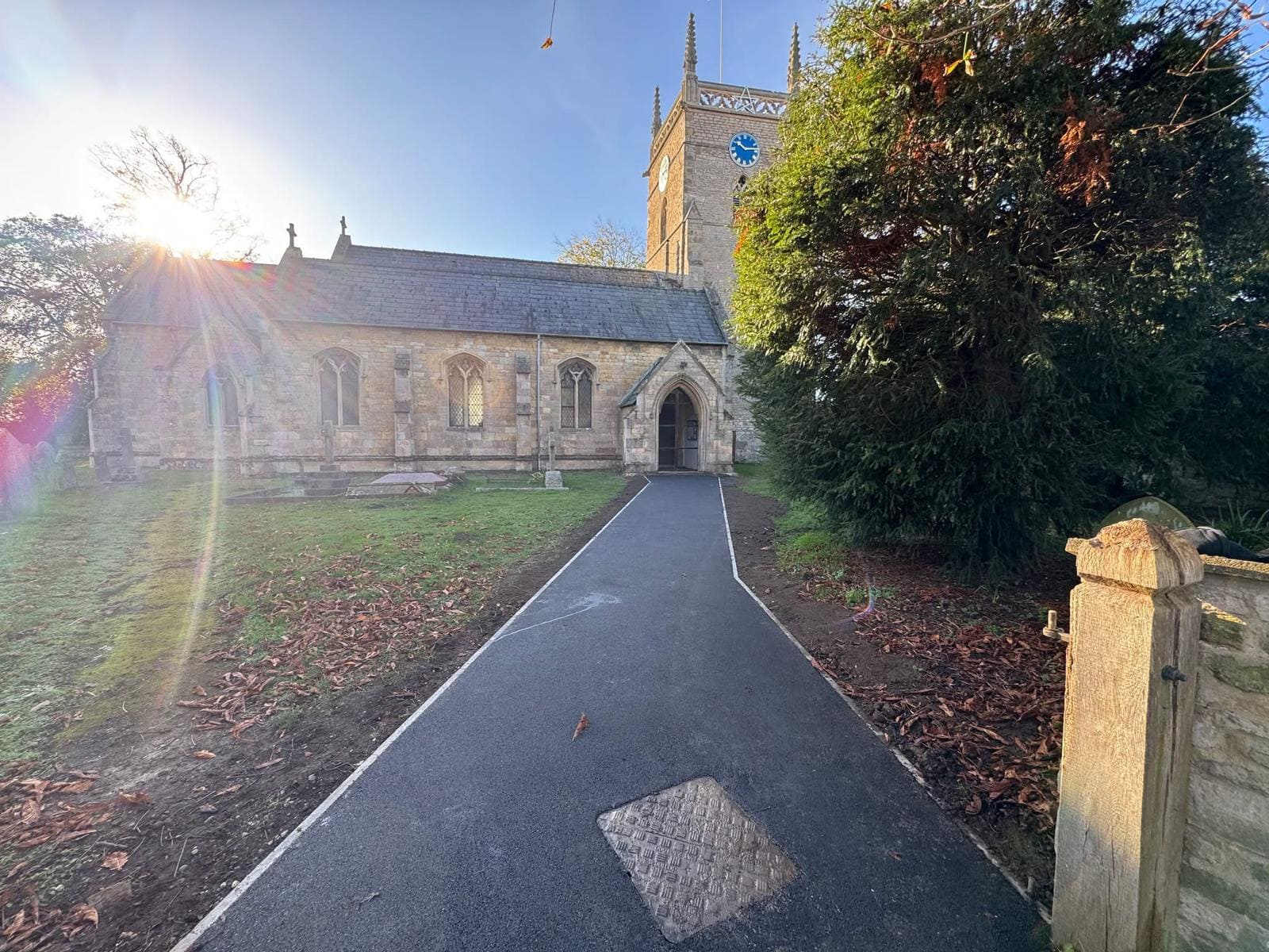 Church pathway tarmac installation by Oaklands