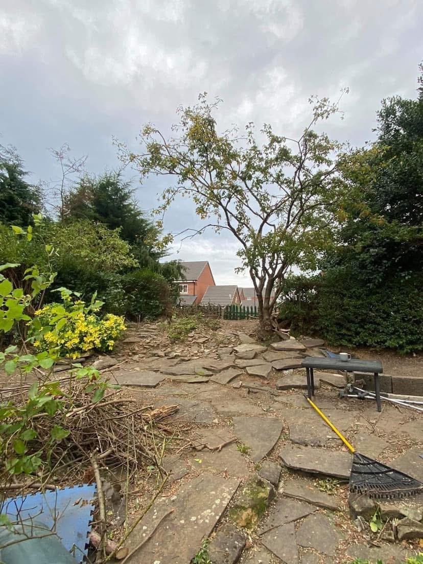 Garden clearance and waste removal during landscaping