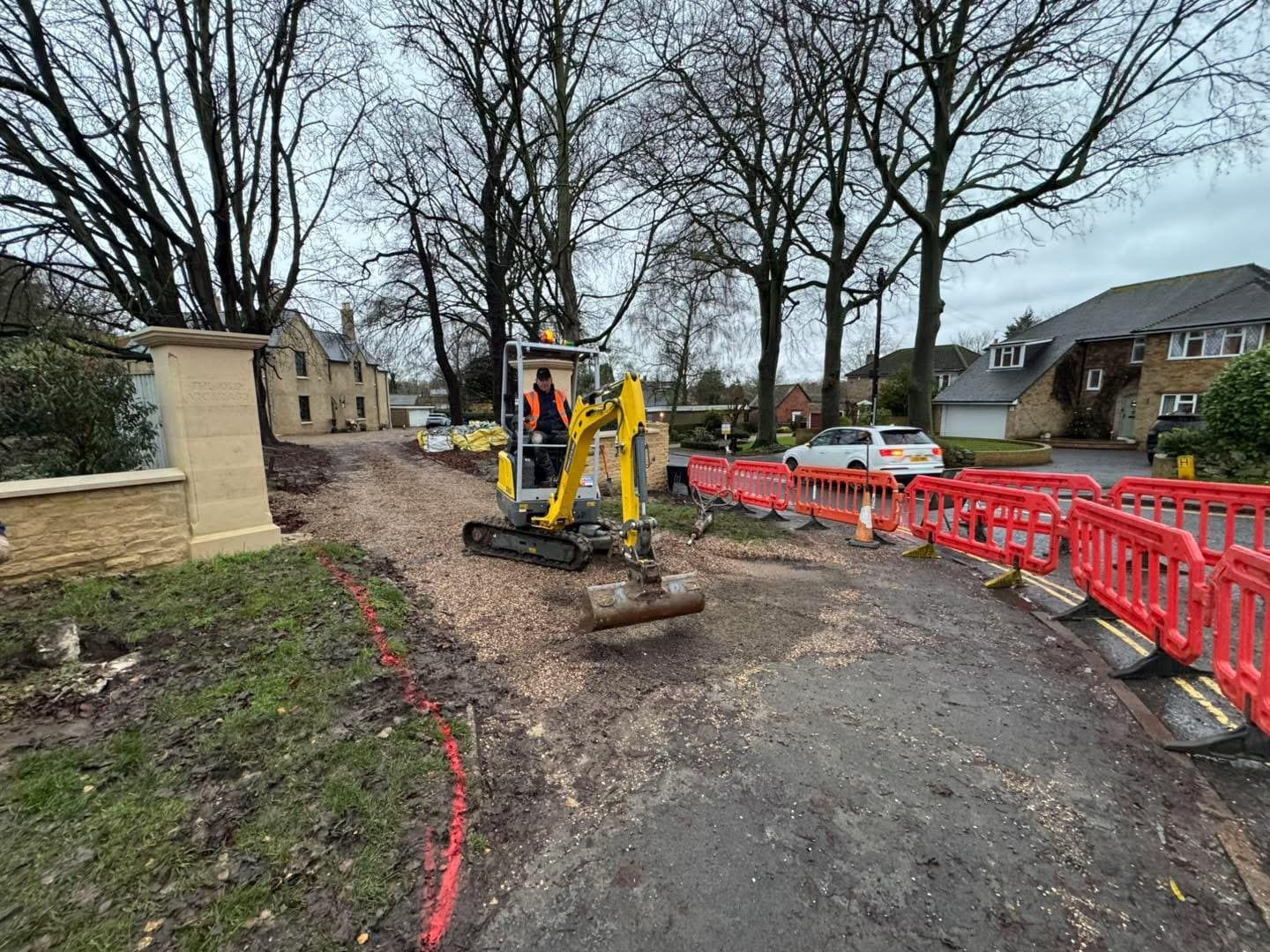 Garden excavation and groundwork for landscaping project